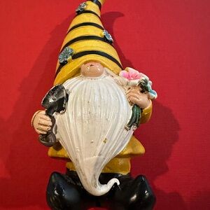 Yellow and Black Striped Gnome Figurine
